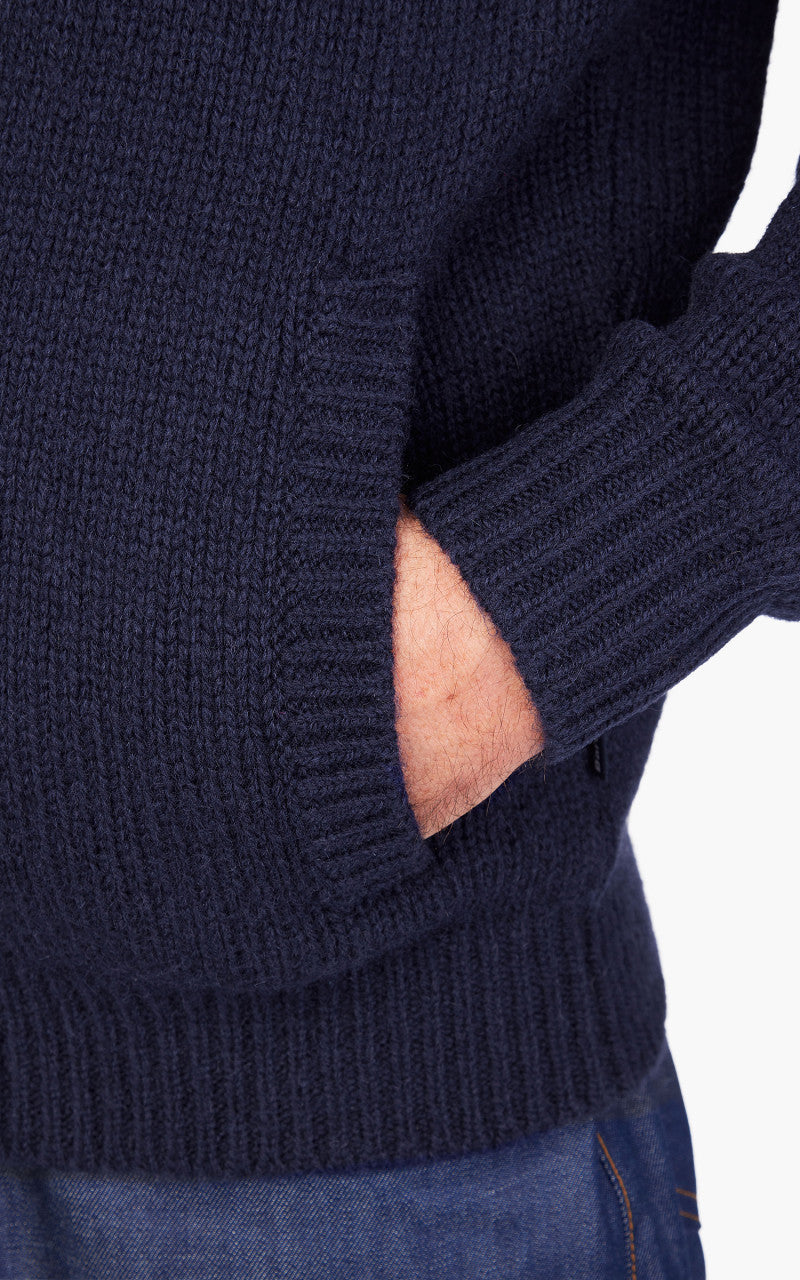 Barbour Calder Knitted Zip Thru Sweater Navy