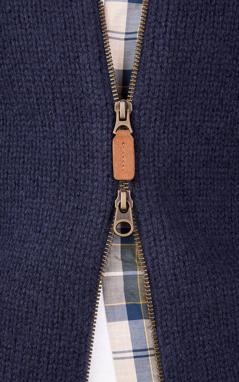 Barbour Calder Knitted Zip Thru Sweater Navy