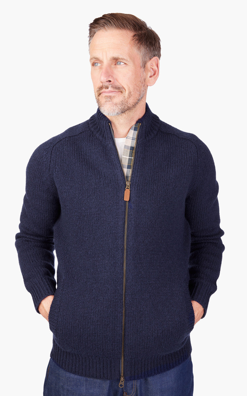 Barbour Calder Knitted Zip Thru Sweater Navy