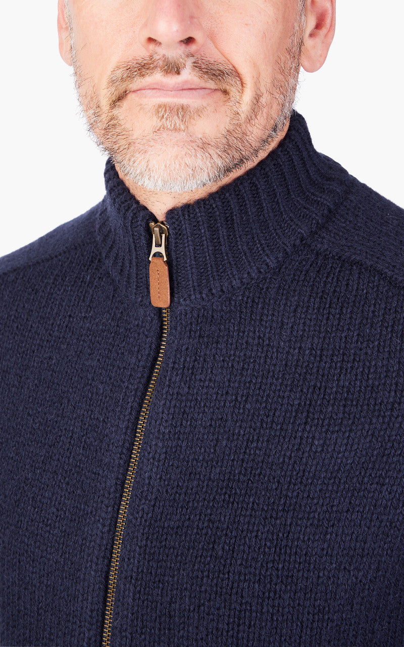 Barbour Calder Knitted Zip Thru Sweater Navy