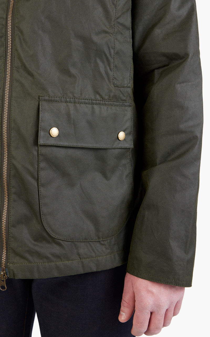 Barbour Hooded Domus Wax Jacket Fern/Dress