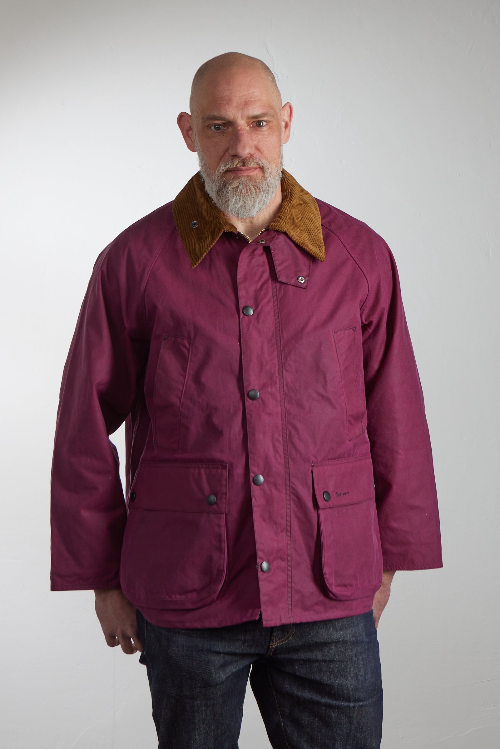 Barbour Oversized Bedale Waxed Jacket Wine