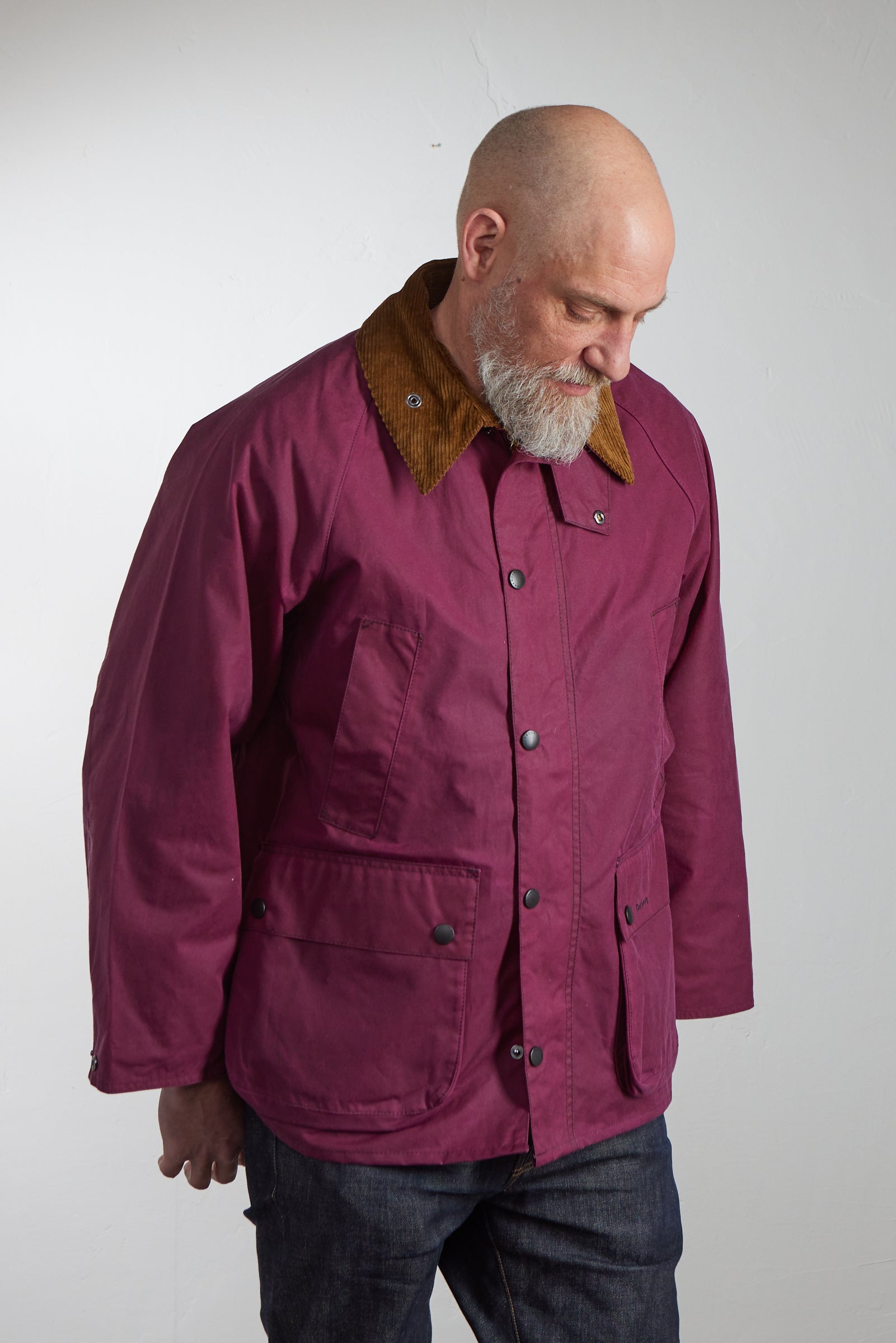 Barbour Oversized Bedale Waxed Jacket Wine