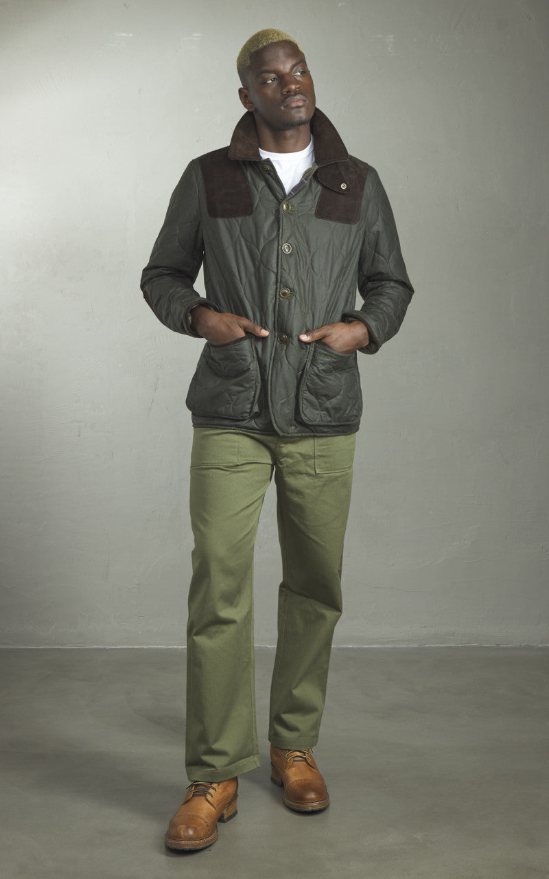 Barbour x To Ki To Driving Quilted Waxed Jacket Archive Olive