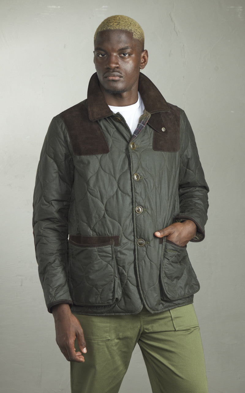 Barbour x To Ki To Driving Quilted Waxed Jacket Archive Olive