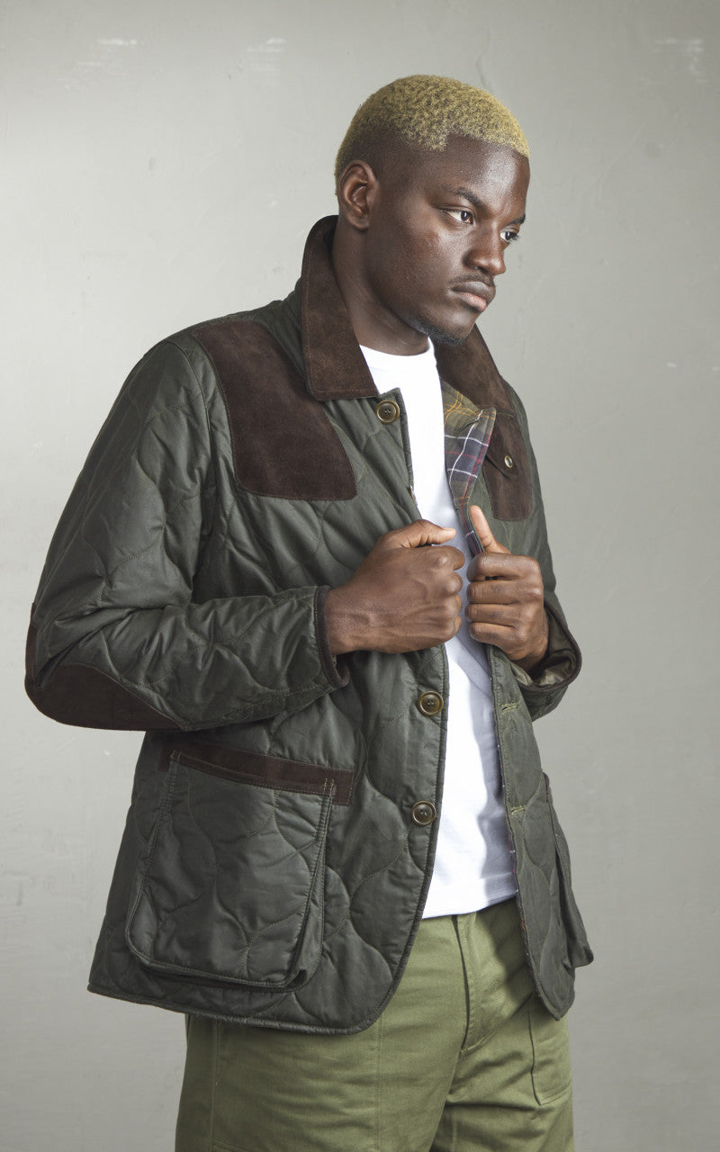 Barbour x To Ki To Driving Quilted Waxed Jacket Archive Olive