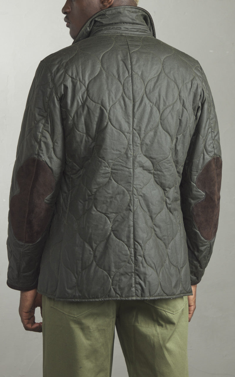 Barbour x To Ki To Driving Quilted Waxed Jacket Archive Olive