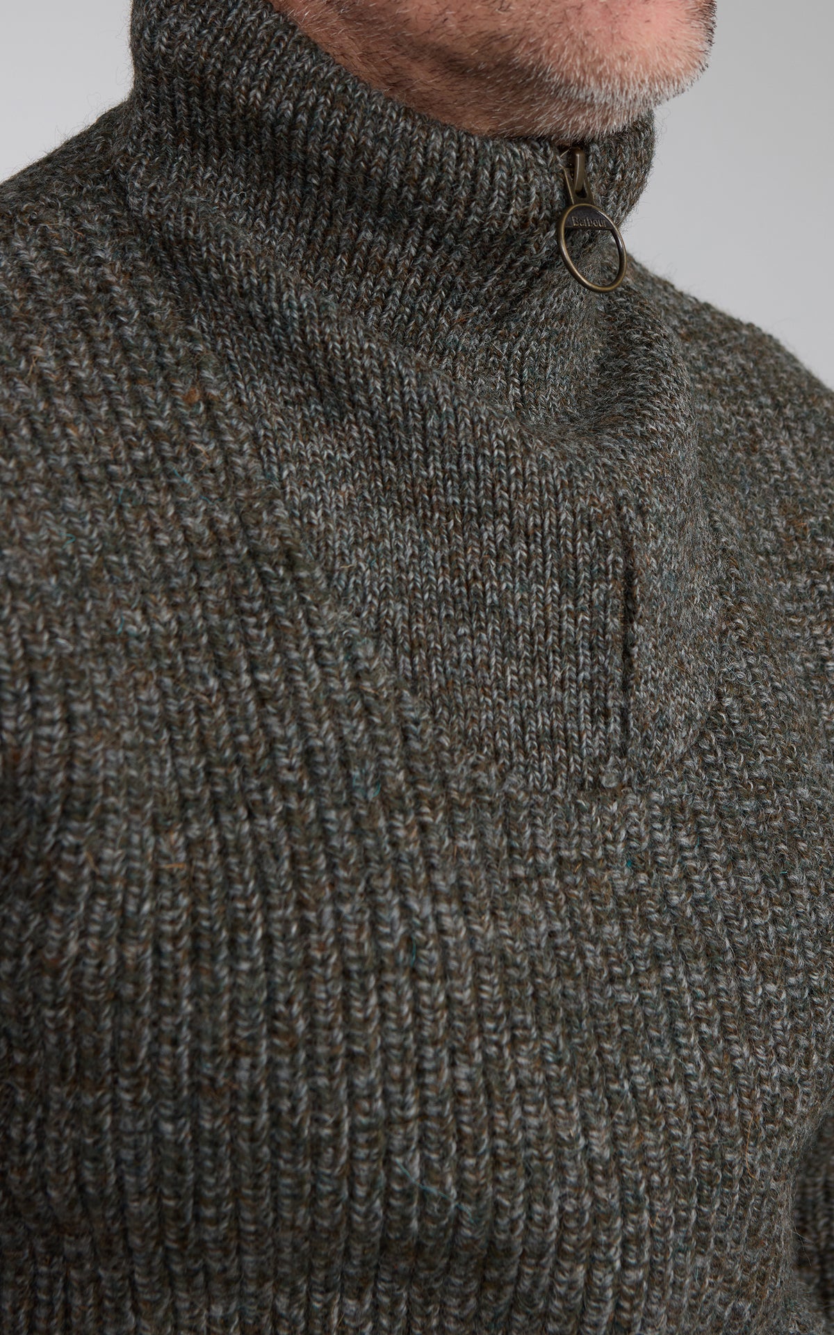 Barbour New Tyne Half Zip Pullover Derby Tweed