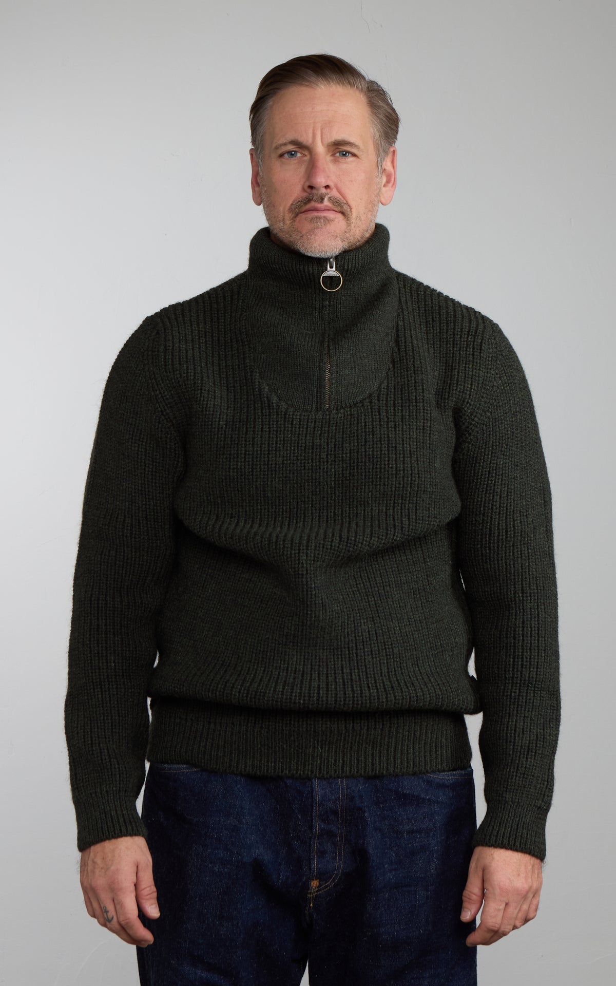 Barbour New Tyne Half Zip Pullover Olive