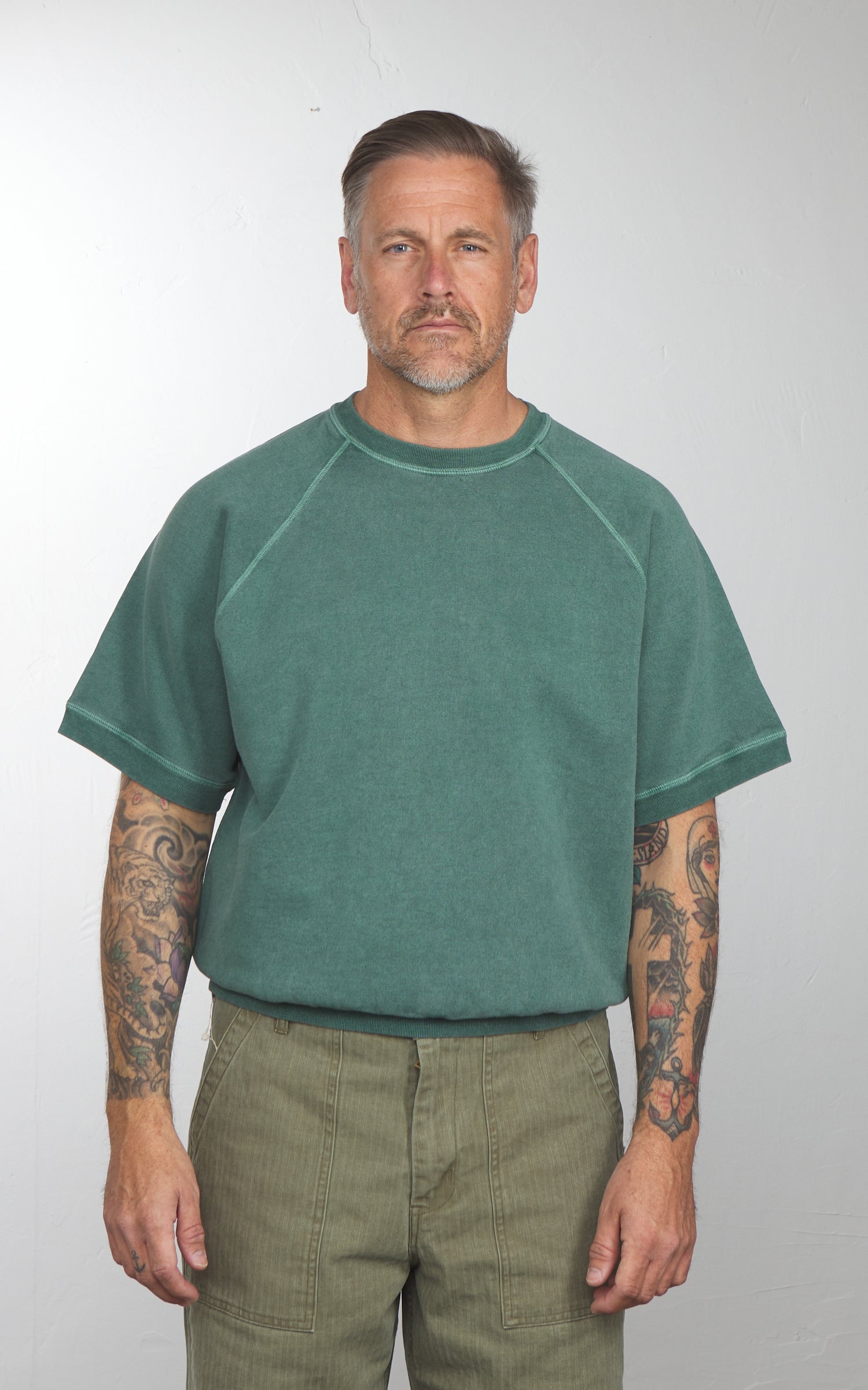 Barns Outfitters BR-26113 90's Short Sleeve Sweatshirt Green