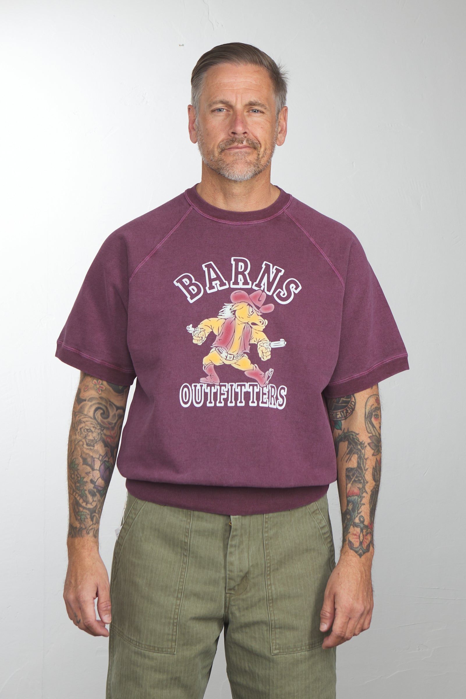Barns Outfitters BR-26114 90's Short Sleeve Sweatshirt Faded Burgundy