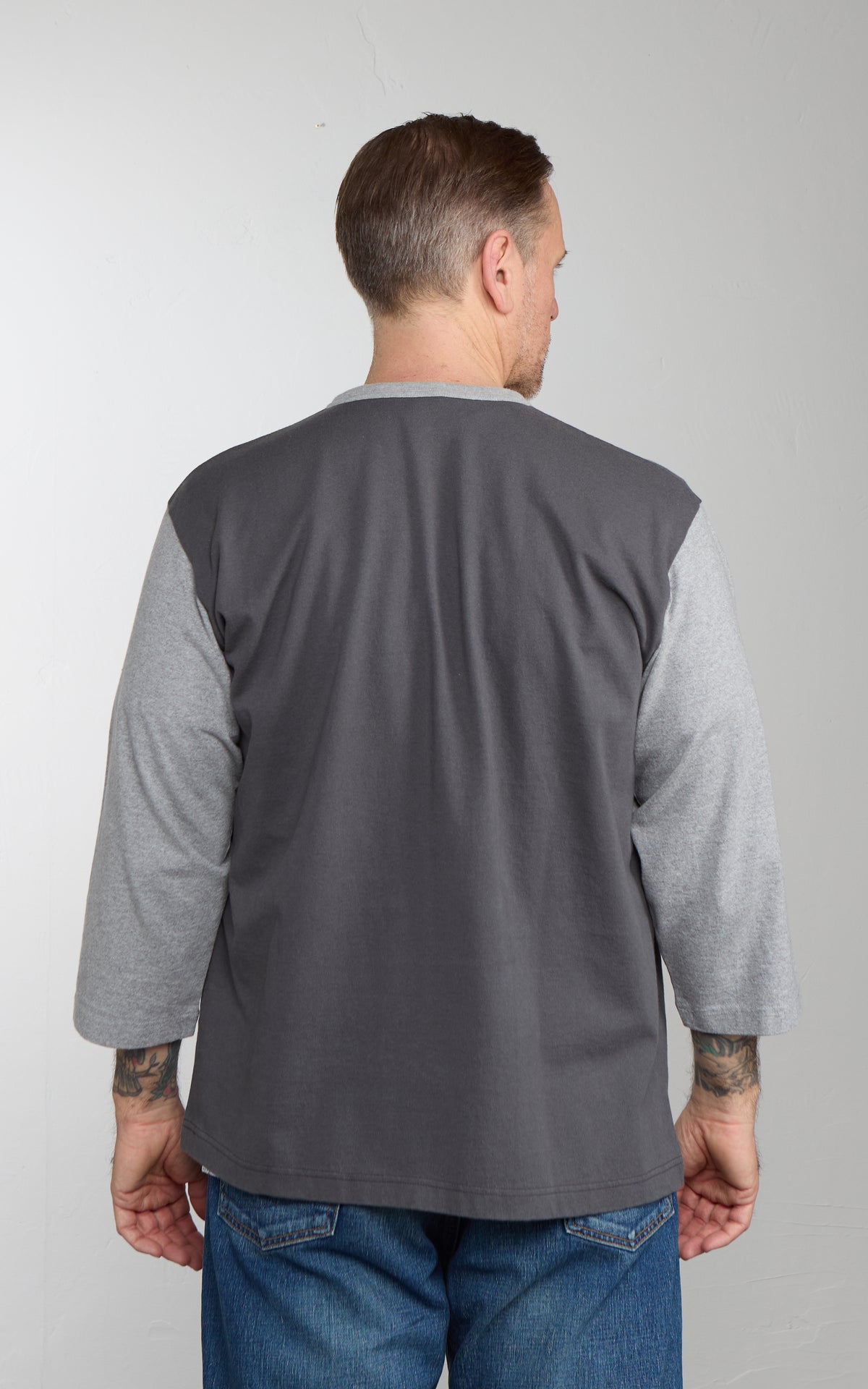 Barns Outfitters BR-26335 COZUN 2-Tone S/S Henley Neck T-Shirt Grey
