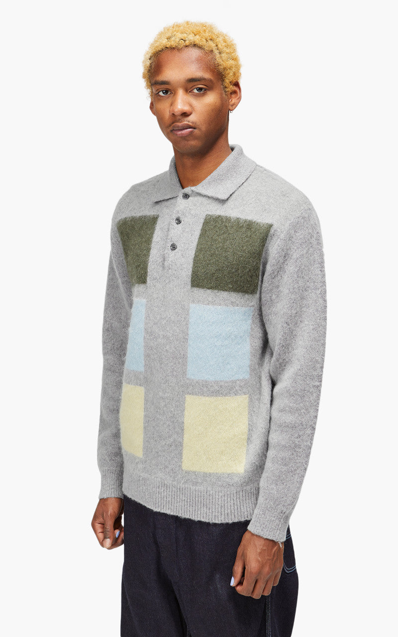 Beams Plus Knit Polo Shaggy 9G Grey