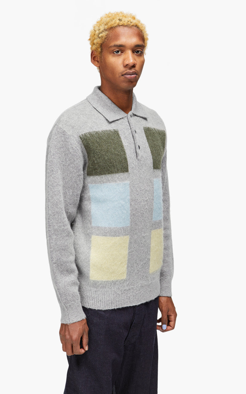 Beams Plus Knit Polo Shaggy 9G Grey