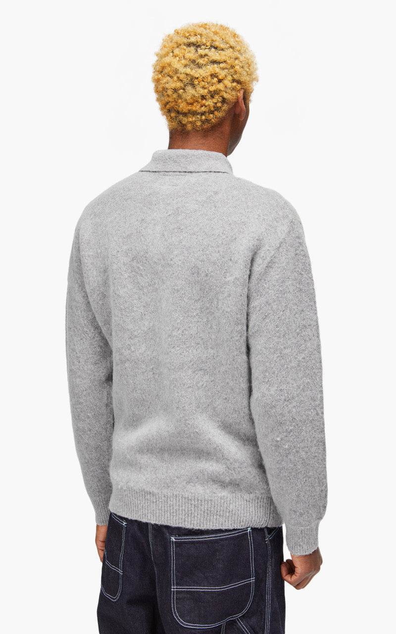 Beams Plus Knit Polo Shaggy 9G Grey