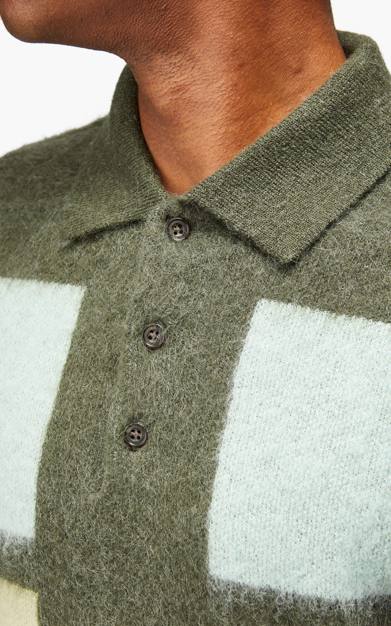Beams Plus Knit Polo Shaggy 9G Olive
