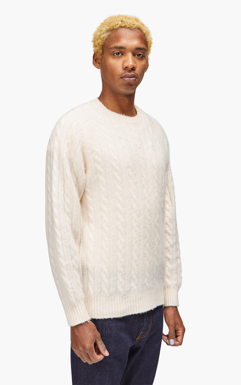 Beams Plus Crew Cable Shaggy 5G Off White