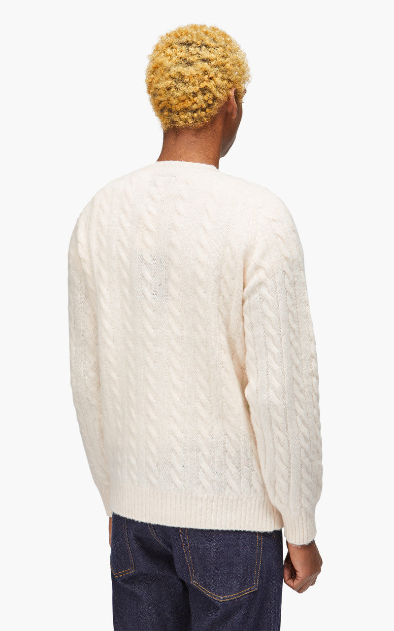 Beams Plus Crew Cable Shaggy 5G Off White
