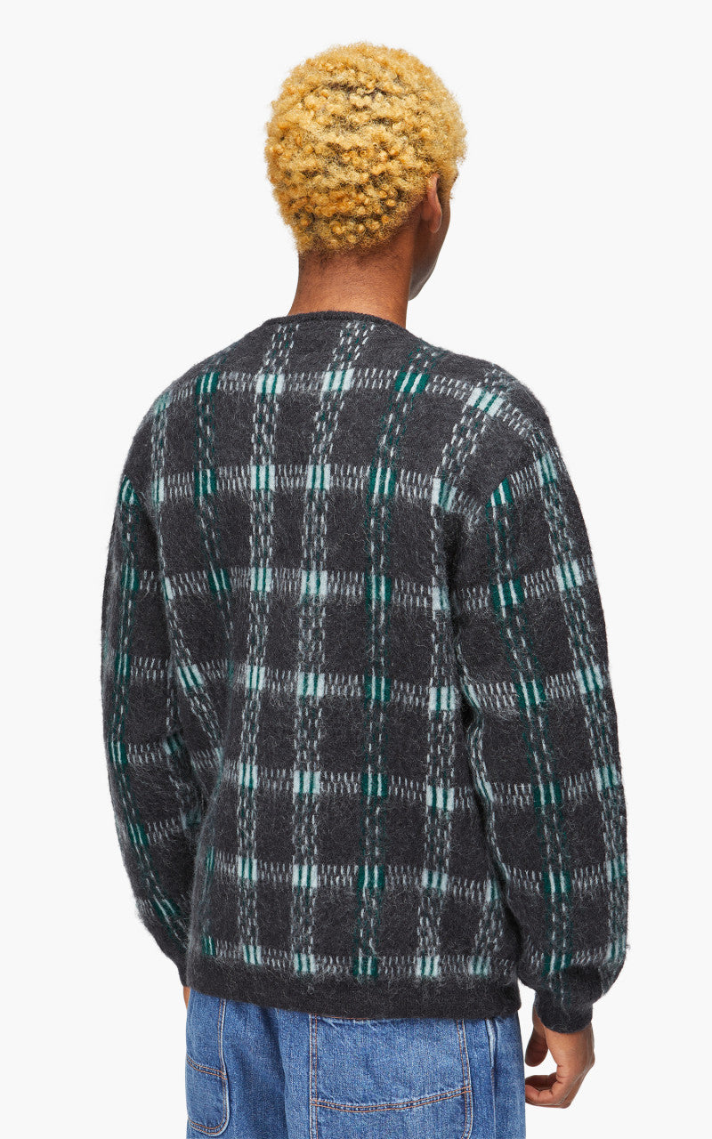 Beams Plus Cardigan Check Pattern Jacquard Mohair 9G Black