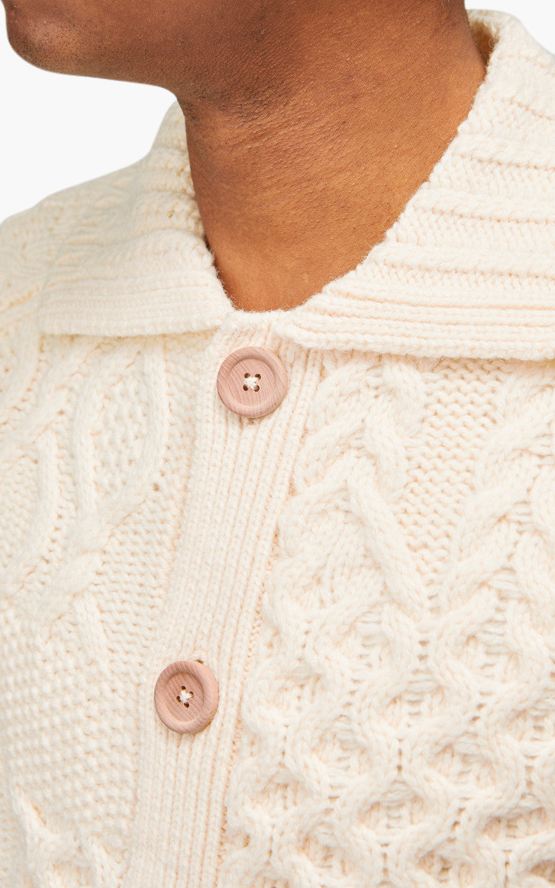 Beams Plus Cardigan Alan Patchwork Off White