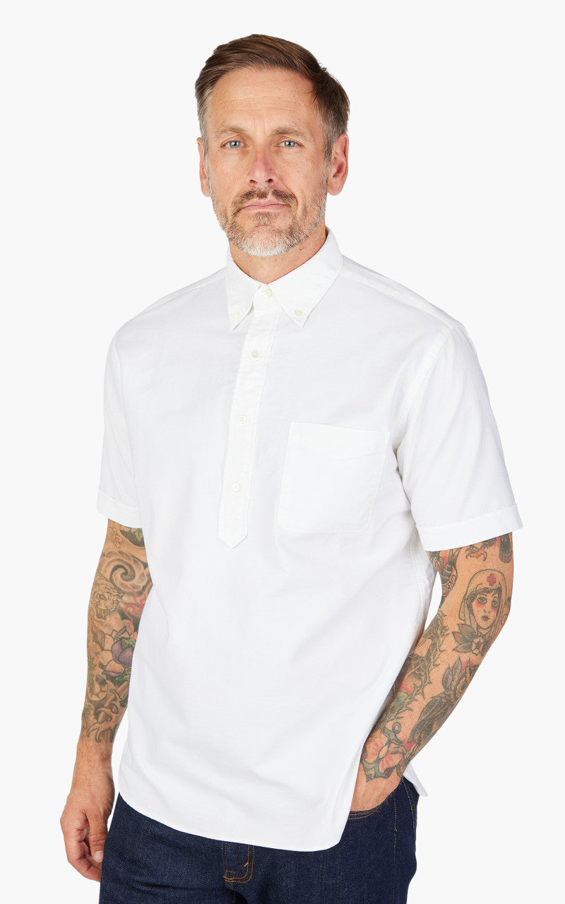 Beams Plus Oxford Pullover Button Down Shirt White