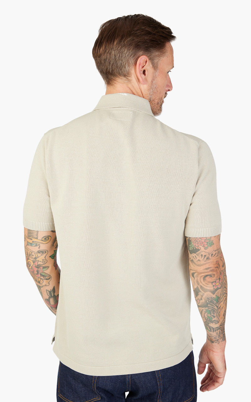 Beams Plus Cotton Knit Solid Polo Shirt Sand