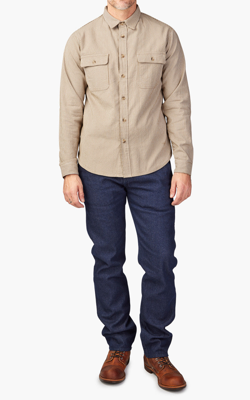 Benzak BWS-01 Work Shirt Brown Cord Stripe 6.5oz