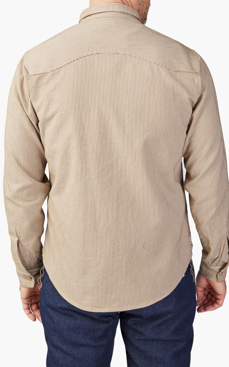 Benzak BWS-01 Work Shirt Brown Cord Stripe 6.5oz