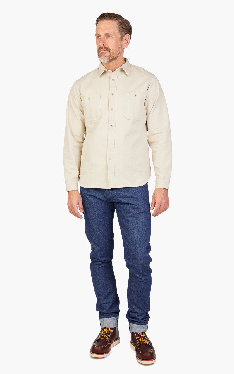 Benzak BWS-02 Utility Shirt Herringbone Ivory 8oz