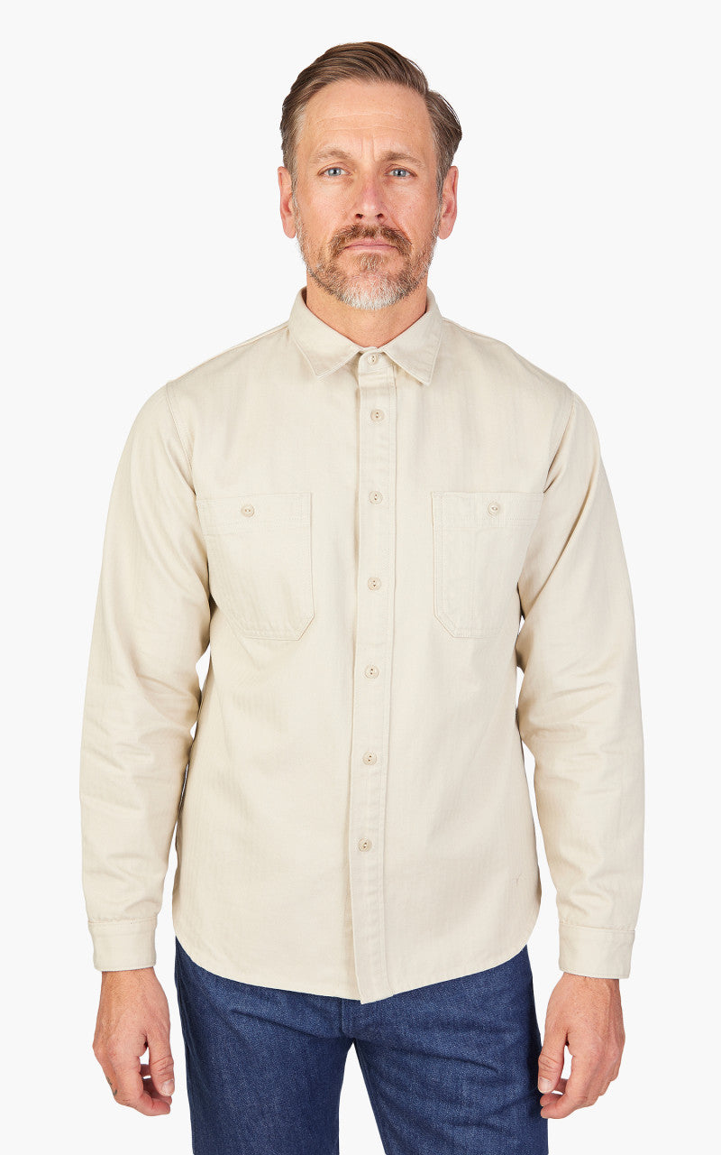 Benzak BWS-02 Utility Shirt Herringbone Ivory 8oz