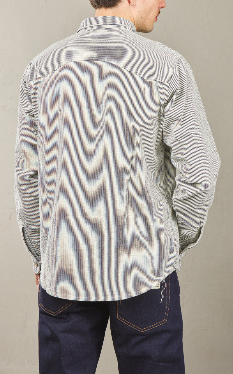 Benzak BWS-01 Work Shirt 6.5oz Blue & White Cord Stripe