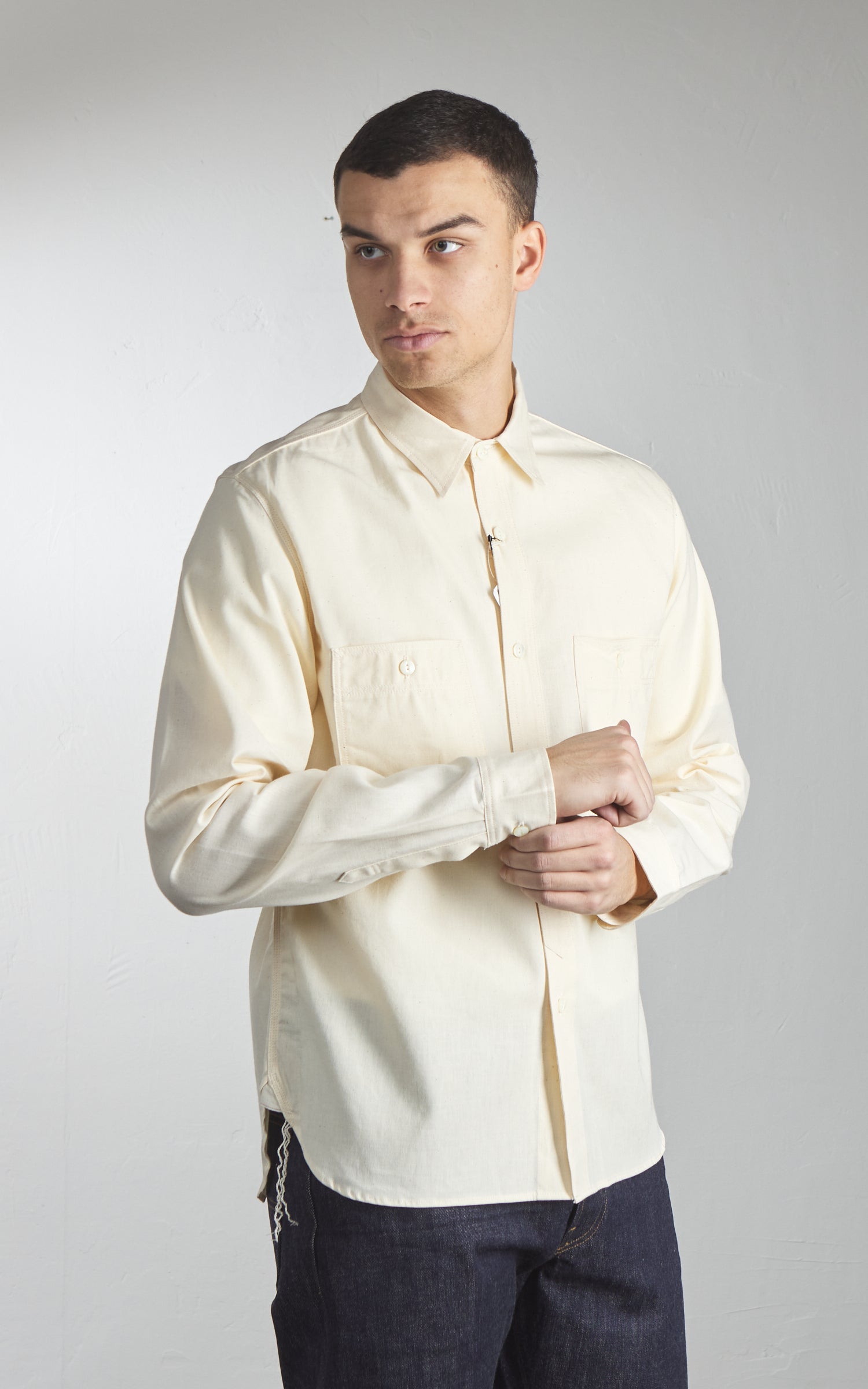 Big John Selvedge Chambray Work Shirt Natural 5oz