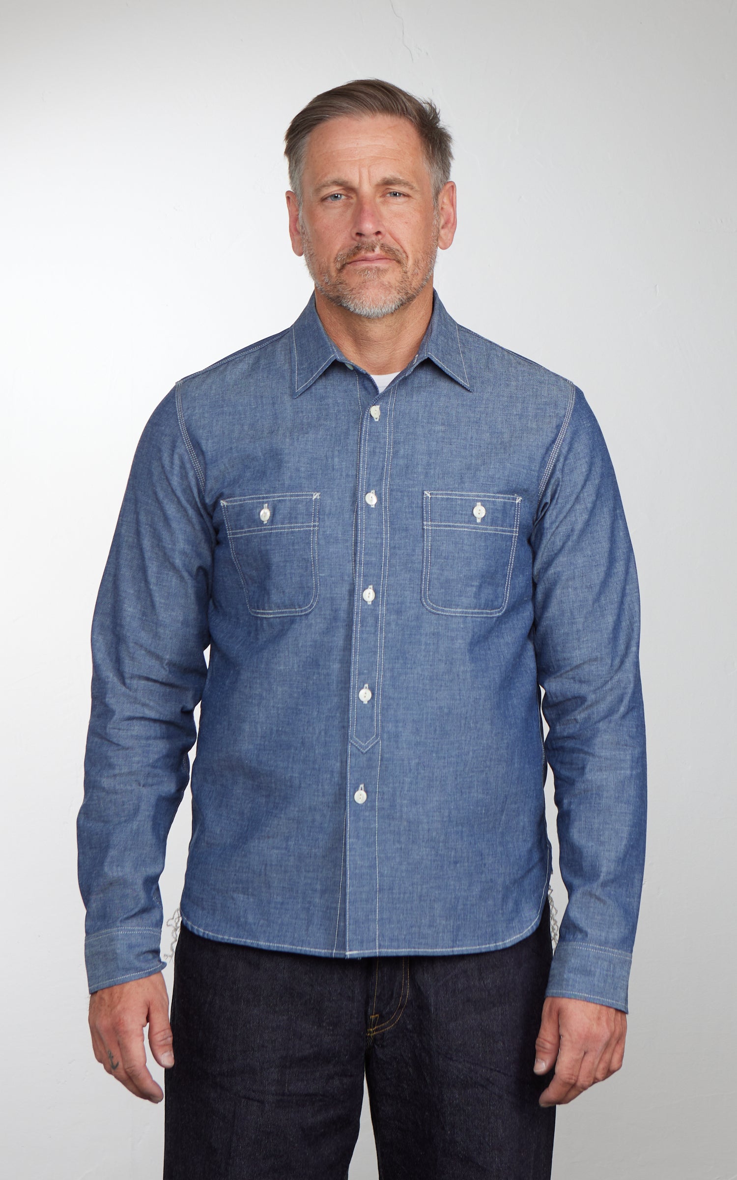 Big John Selvedge Chambray Work Shirt Indigo 5oz
