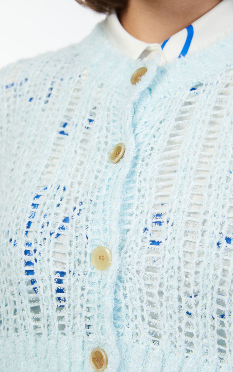TheOpen Product Block Hem Open Knit Cardigan Sky Blue