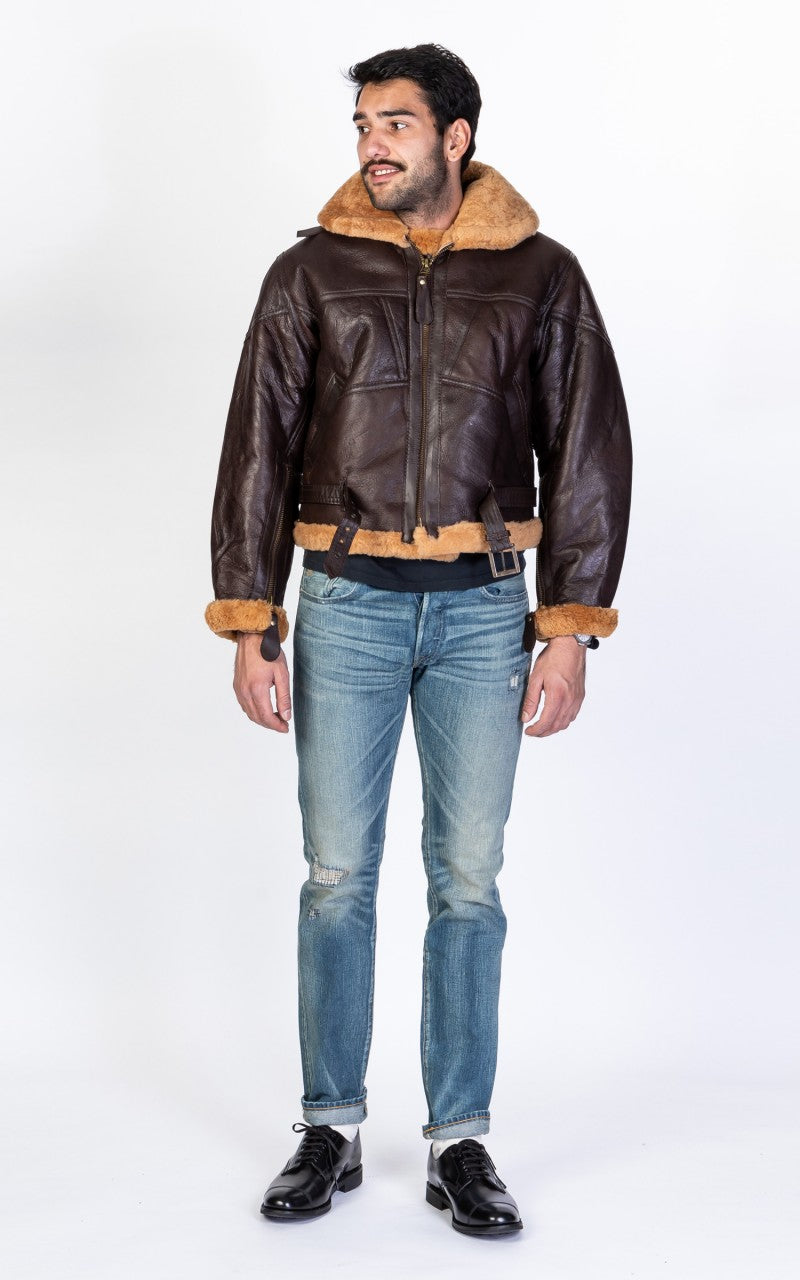 Military Surplus British Bomber Shearling Flight Jacket Brown