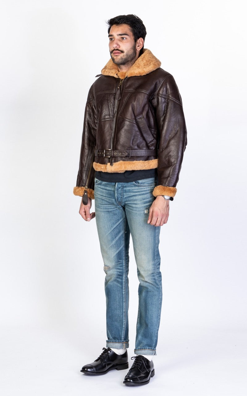 Military Surplus British Bomber Shearling Flight Jacket Brown