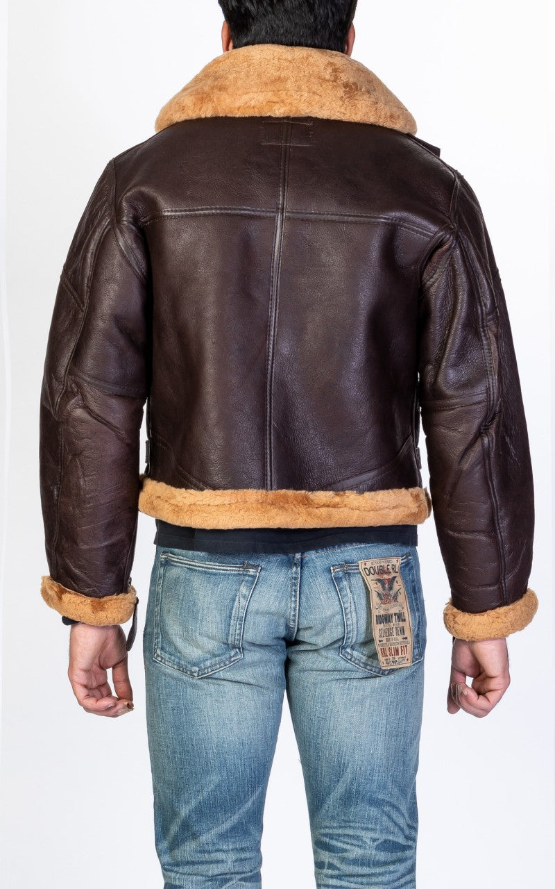 Military Surplus British Bomber Shearling Flight Jacket Brown