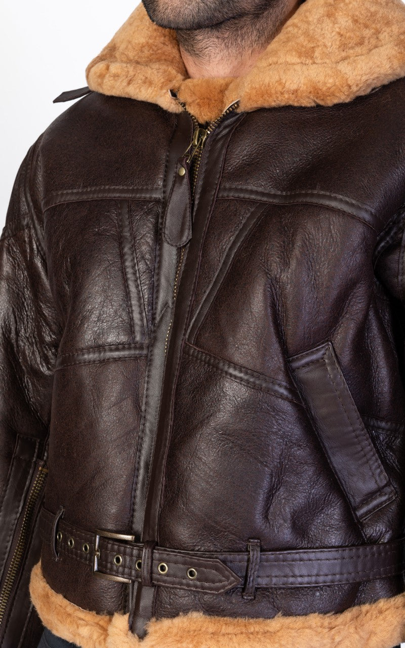 Military Surplus British Bomber Shearling Flight Jacket Brown