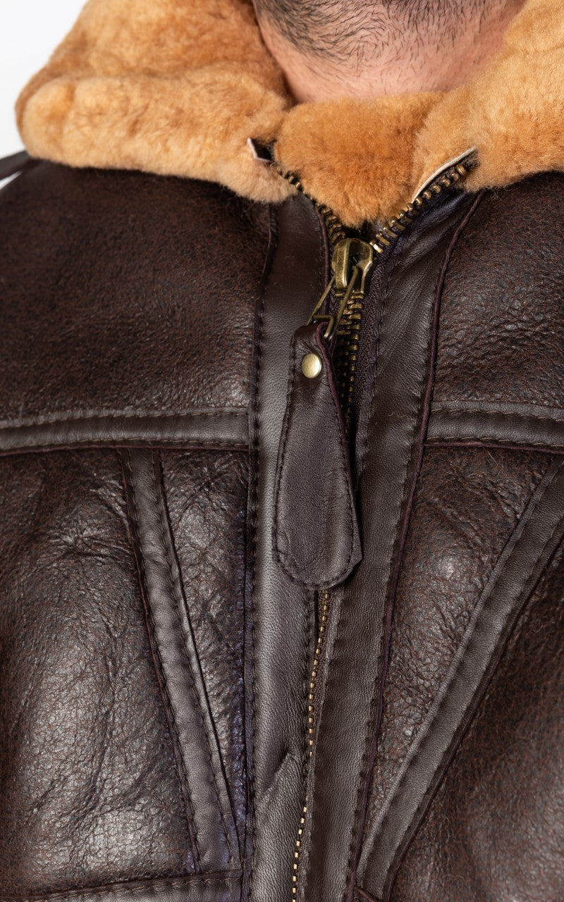 Military Surplus British Bomber Shearling Flight Jacket Brown