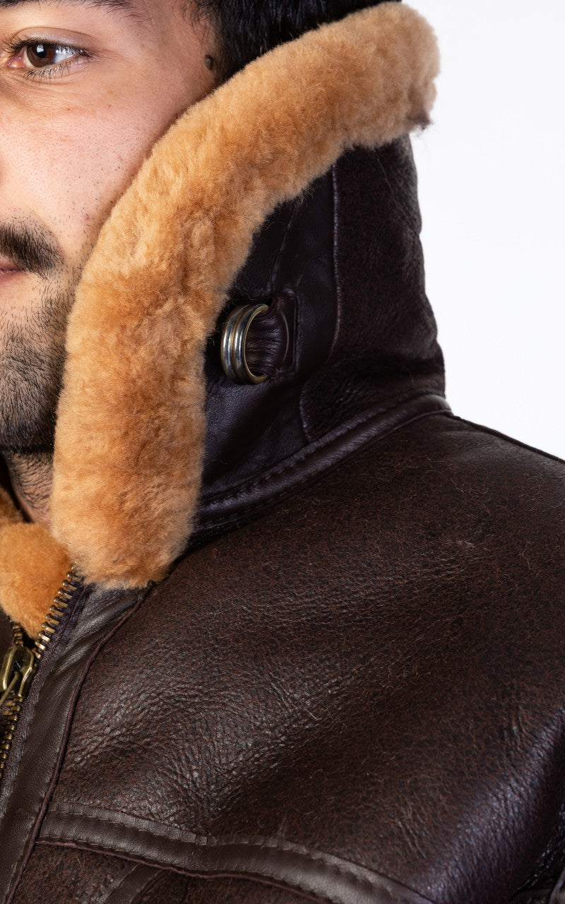 Military Surplus British Bomber Shearling Flight Jacket Brown