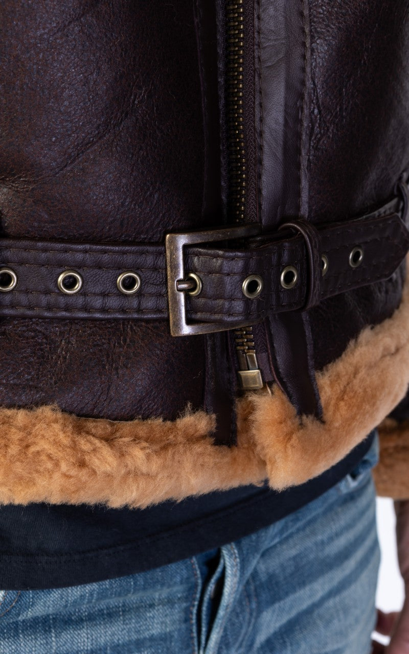 Military Surplus British Bomber Shearling Flight Jacket Brown