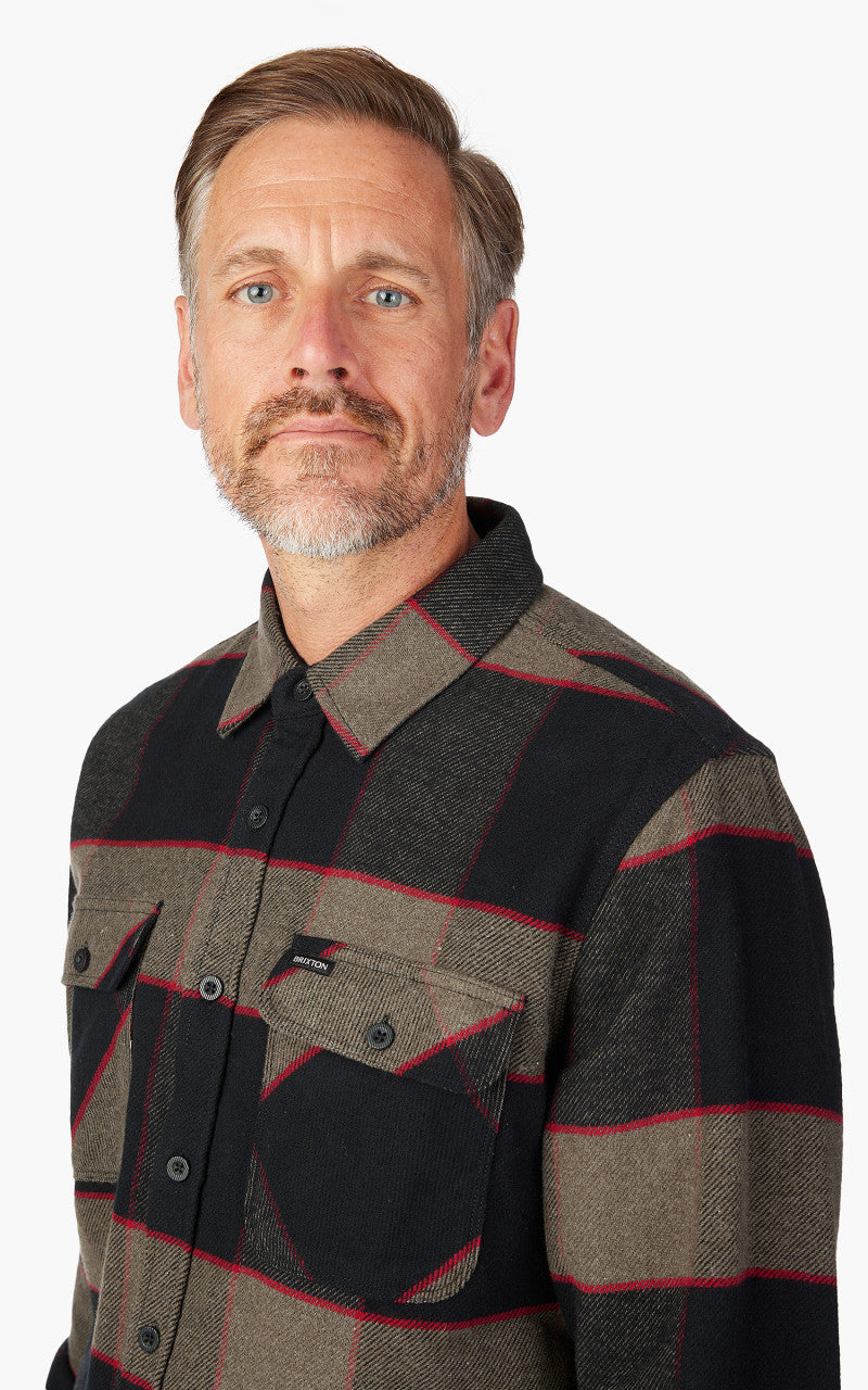 Brixton Bowery L/S Flannel Heather Grey/Charcoal