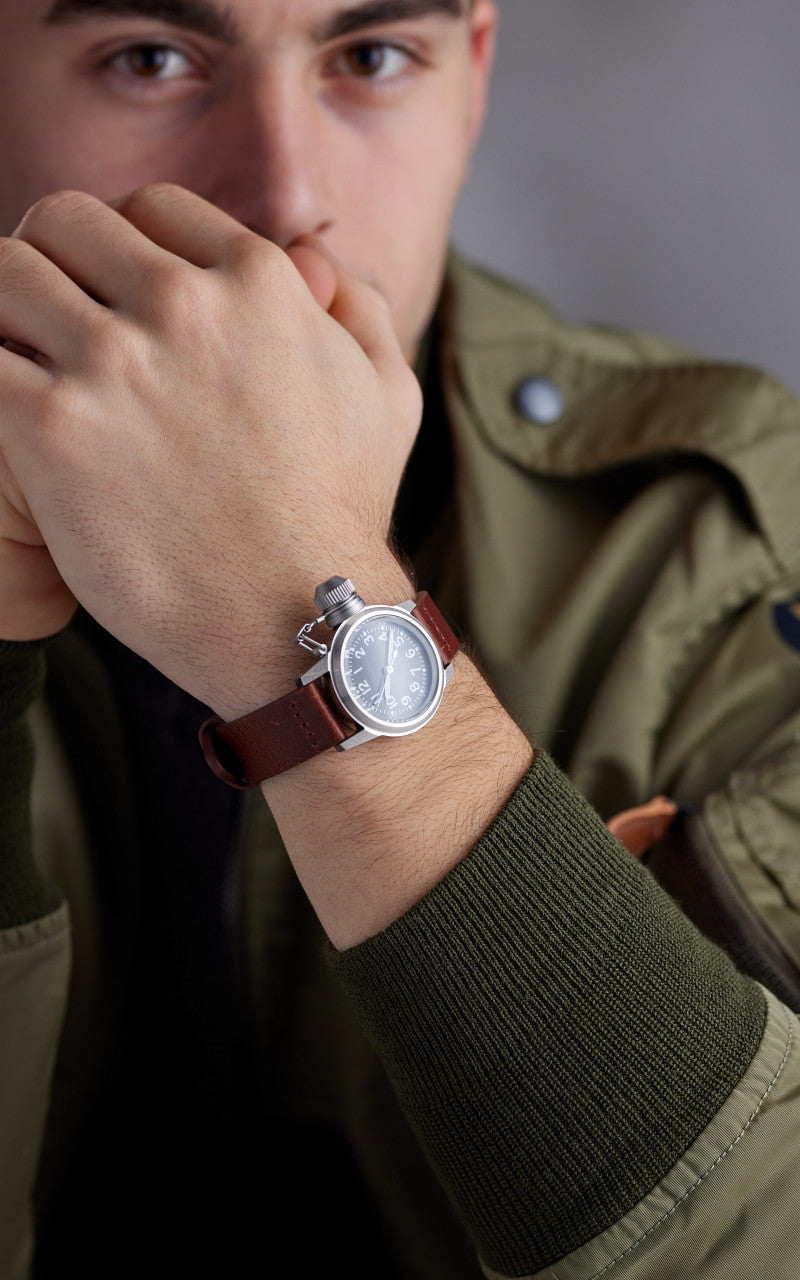 M.R.M.W. Buships Military Watch Leather Strap Black