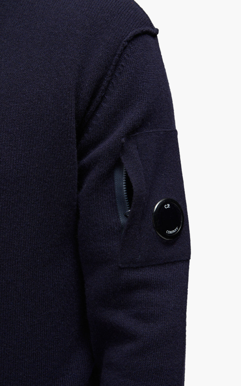 C.P. Company Knitwear Polo Collar Lambswool Total Eclipse
