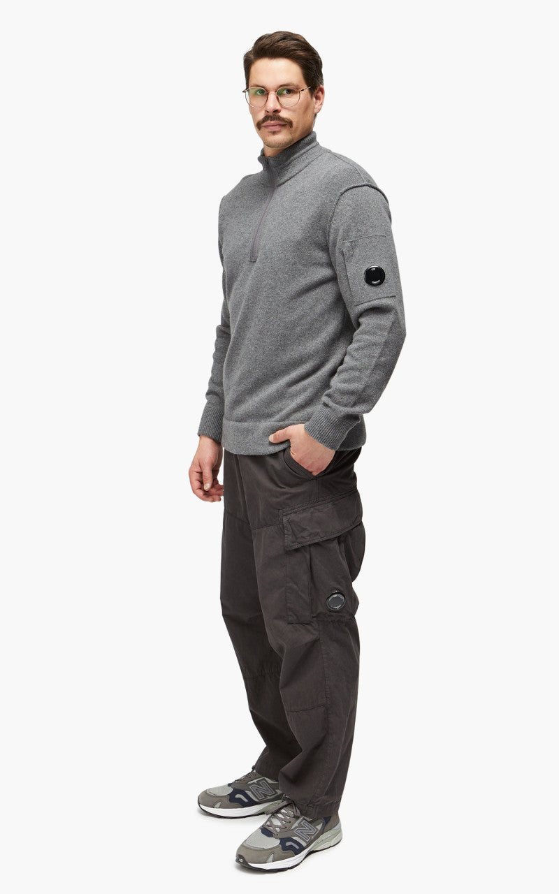 C.P. Company Knitwear Polo Collar Lambswool Tarmac Grey