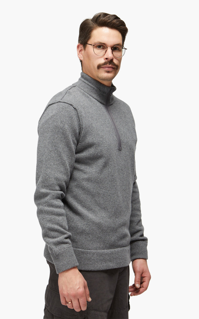 C.P. Company Knitwear Polo Collar Lambswool Tarmac Grey