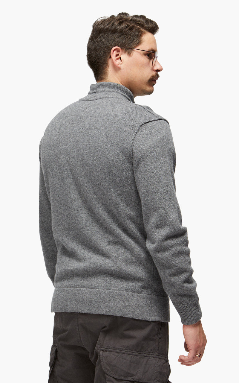 C.P. Company Knitwear Polo Collar Lambswool Tarmac Grey