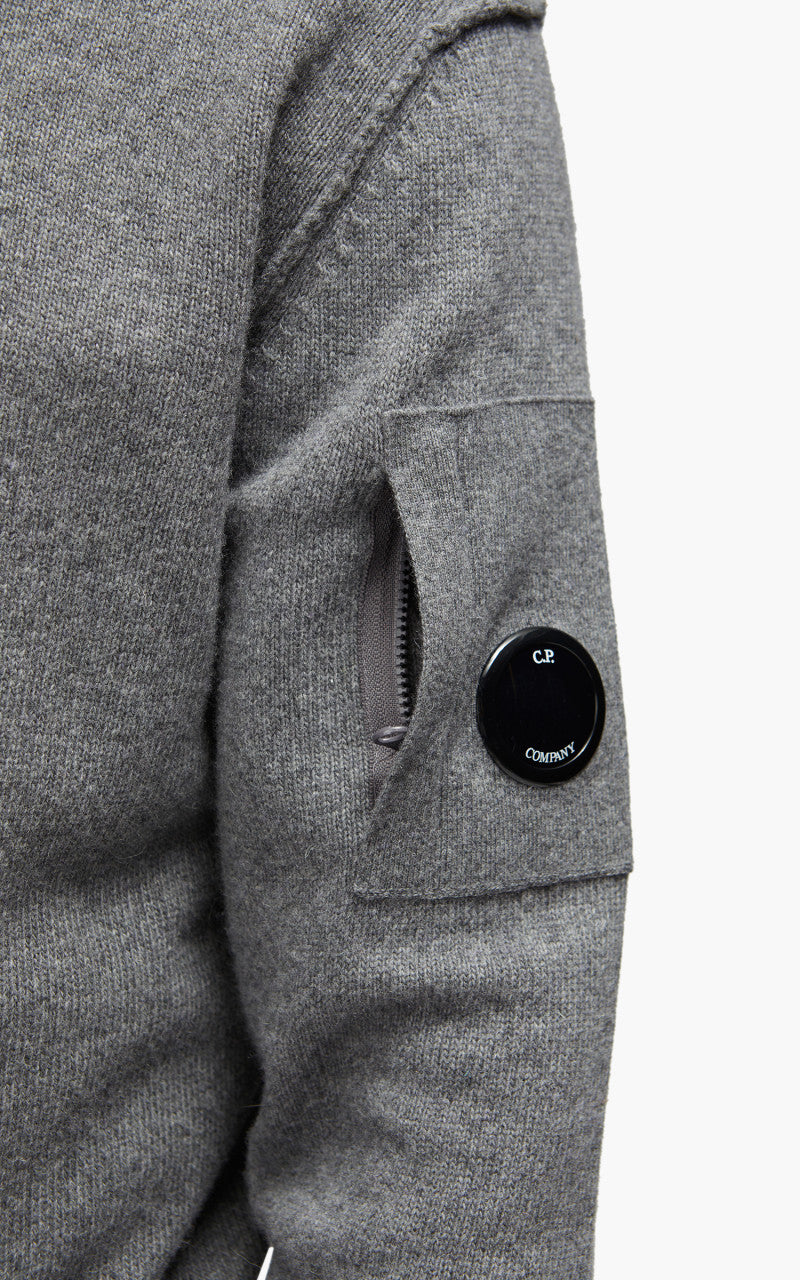C.P. Company Knitwear Polo Collar Lambswool Tarmac Grey
