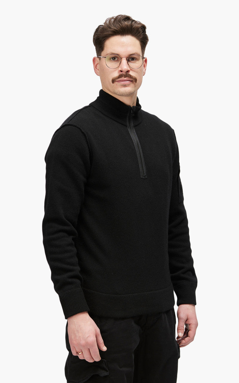 C.P. Company Knitwear Polo Collar Lambswool Black