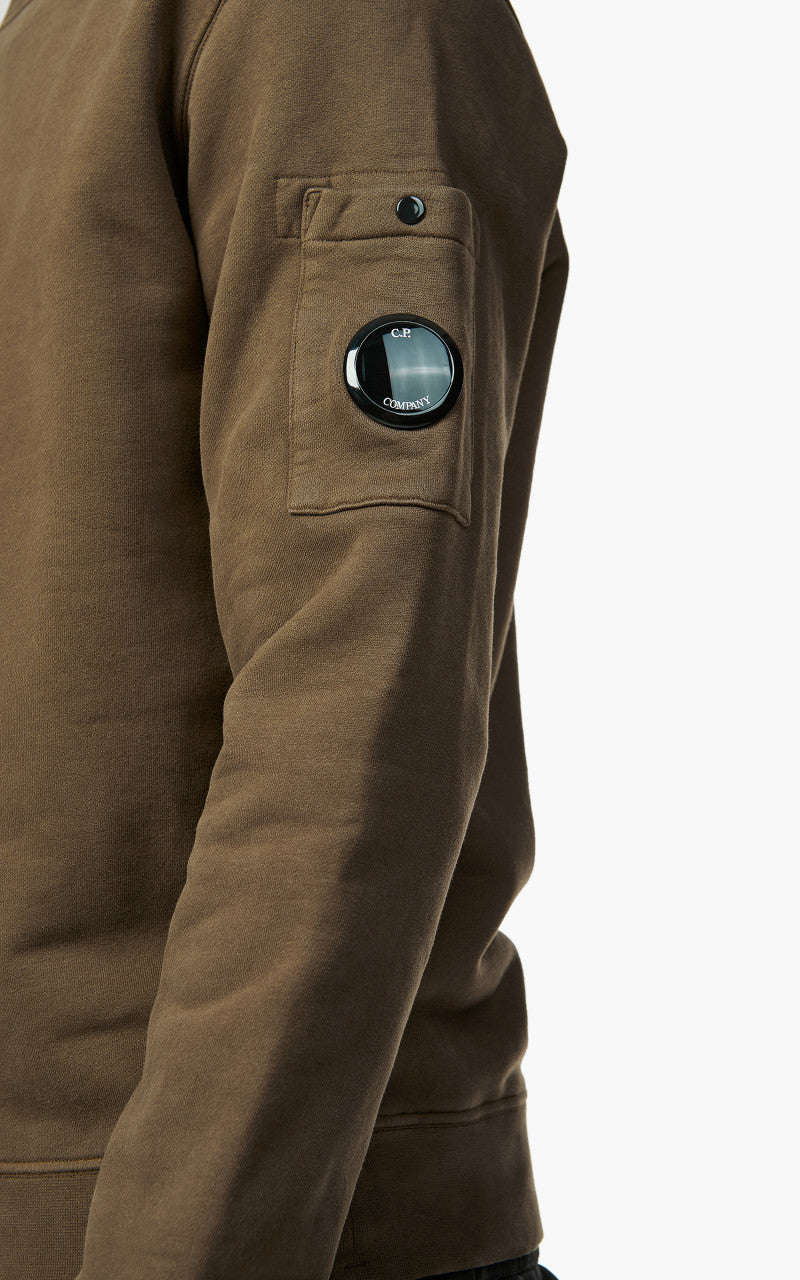 C.P. Company Diagonal Brushed & Emerized Diagonal Fleece Sweatshirt Ivy Green
